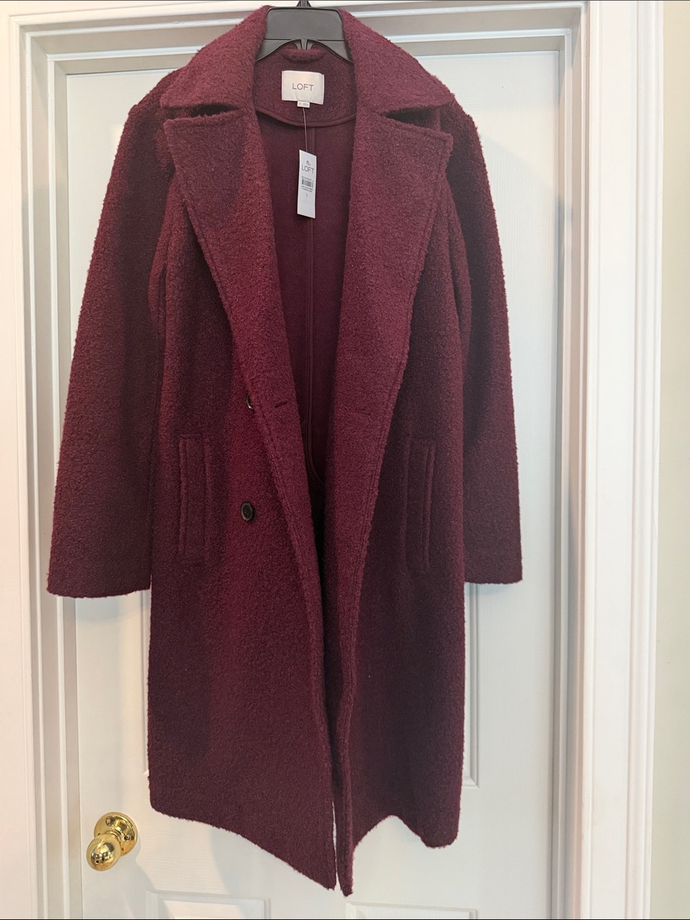 LOFT Burgundy Teddy Double-Breasted Coat - Picture 4 of 4
